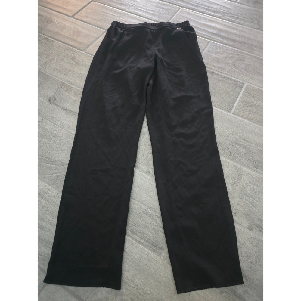 St. John Black Straight Leg Elastic Waist Trousers Pants Size P Triacetate Blend